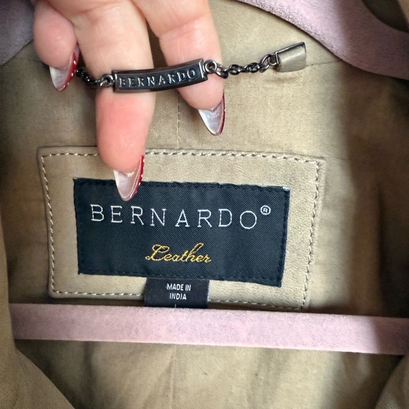 Bernardo Spessa Moto Leather Biker Jacket Taupe - Picture 9 of 16